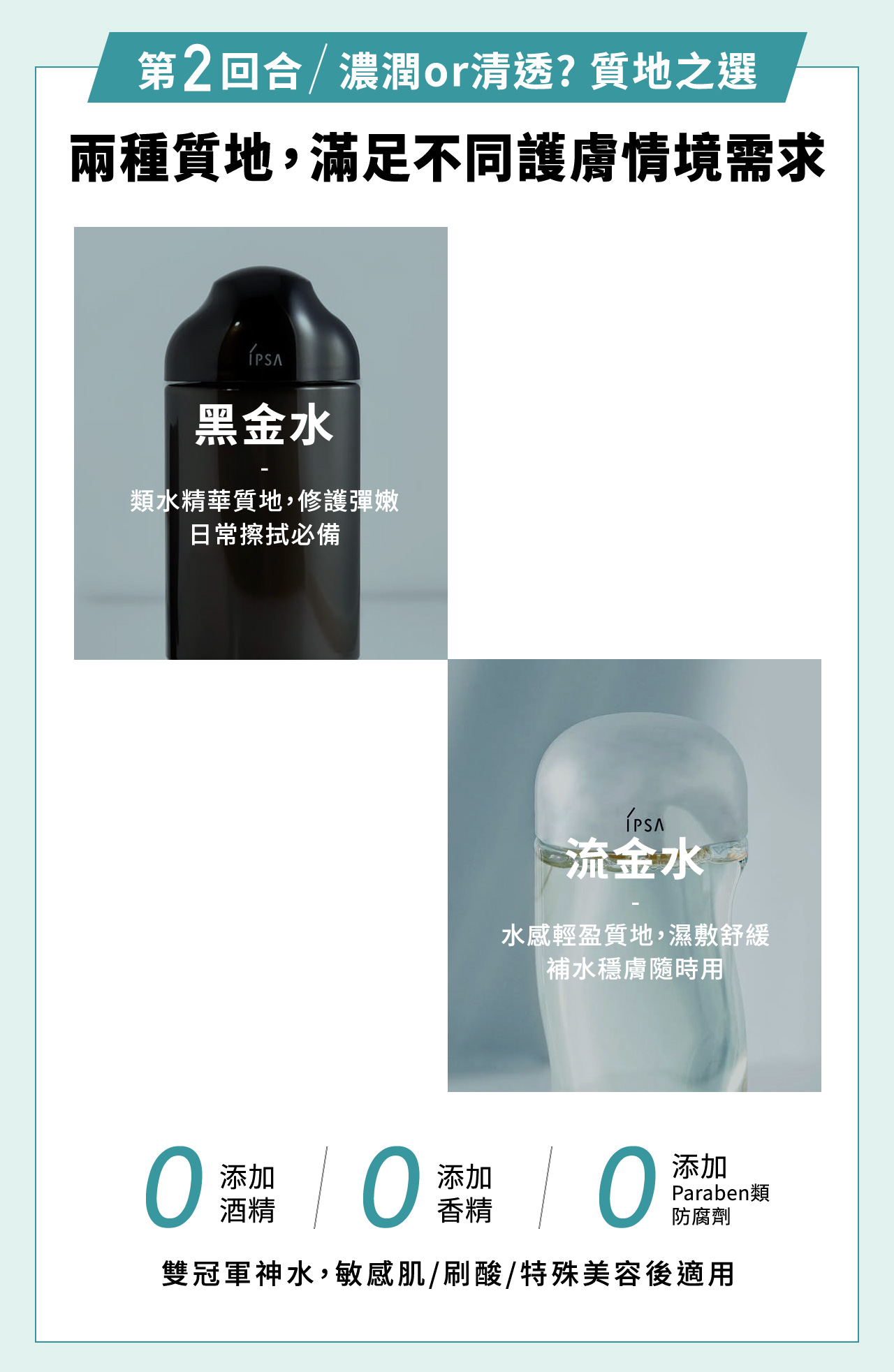 第2回合/濃潤or清透?質地之選 兩種質地,滿足不同護膚情境需求